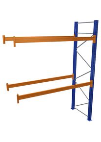 Palettenregal, blau/orange, HxBxT 3500 x 2700 x 1100 mm, Fachlast 2463 kg, Anbauregal Schulte