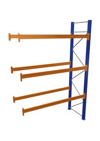 Palettenregal, blau/orange, HxBxT 4000 x 2700 x 1100 mm, Fachlast 3072 kg, Anbauregal Schulte