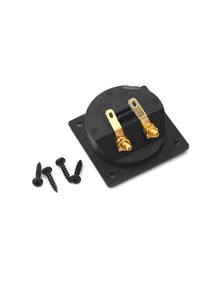 1PC Black Square Shape Double Binding Post Speaker Box with Gold Terminal Cup for Audio Equipment
