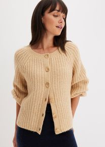 bonprix Sweter rozpinany oversize, beżowy, 40/42