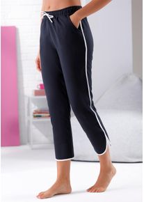 Dames Broek met comfortband en contrastpaspels in marine/wit ,maat 36/38, WITT, 60% Katoen, 35% Polyester, 5% Elastan