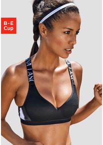 active by Lascana Sport-BH LASCANA ACTIVE, Damen, Gr. 85, Cup D, schwarz-wei&szlig; (schwarz, wei&szlig;), Microtouch, Obermaterial: 67% Polyamid, 20% Elasthan, 13% Polyester, BHs Sport-BH, mit eingearbeiteten Push-up-Kissen
