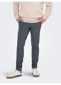 Only & Sons Chinos ONLY & SONS "ONSMARK SLIM DITSY 020934 PANT NOOS", Herren, Gr. 31, L&auml;nge 30, blau (schwarz navy), Web, Obermaterial: 64% Viskose, 31% Polyester, 5% Elasthan, unifarben, slim fit lang, Hosen Chinos, Viskosemischung, slim fit