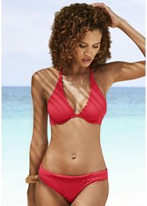 B&uuml;gel-Bikini-Top Lascana "Scallop", Damen, Gr. 42, Cup B, rot, Microfaser, Microfaser, unifarben, Bikini-Oberteile B&uuml;gel-Bikini-Top, mit gelaserter Wellenkannte