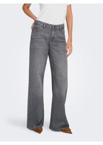 Jacqueline de Yong Relax-fit-Jeans JDY "JDYRUBY MW WID MG 1007 DNM NOOS", Damen, Gr. XL (42), L&auml;nge 30, medium grau denim, Denim/Jeans, Obermaterial: 99% Baumwolle, 1% Elasthan, unifarben, relaxed fit kn&ouml;chellang, Jeans Relax-fit-Jeans