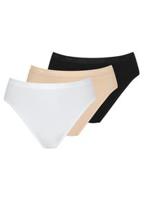 Jazz-Pants Slips Mey "Best Of", Damen, Gr. 44, 3 Stk., schwarz-wei&szlig; (wei&szlig;, schwarz,), Single Jersey, Obermaterial: 97% Baumwolle, 3% Elasthan, bedruckt, unifarben, k&ouml;rpernah, Unterhosen Jazz-Pants Slips, ohne auftragende Seitenn&auml;hte