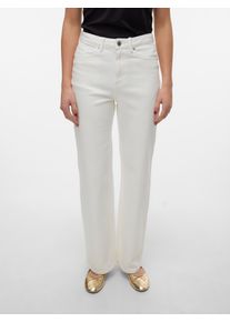 V&eacute;ro Moda High-waist-Jeans VERO MODA "VMTESSA HR WIDE JEANS COLOR GA NOOS", Damen, Gr. 31, L&auml;nge 30, hellwei&szlig;, Denim/Jeans, Obermaterial: 99% Baumwolle, 1% Elasthan, unifarben, oversize lang, Jeans High-waist-Jeans, mit Eingrifftaschen