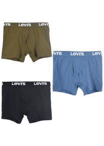 Boxershorts LEVI'S KIDS "BOXER BRIEF", Jungen, Gr. L (158/164), 3 Stk., bunt (schwarz, blau, gr&uuml;n), Obermaterial: 95% Baumwolle, 5% Elasthan, eng, Unterhosen Boxershorts, for BOYS