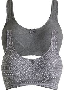 BH utan bygel med ekologisk bomull (2-pack) - gr&aring; - storlek 75B - bonprix