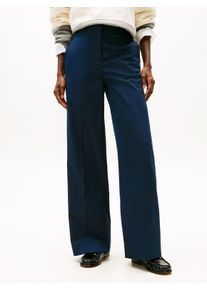 Anzughose Tommy Hilfiger "COTTON WIDE LEG PANT", Damen, Gr. 46, N-Gr, blau (schwarz night navy), Web, Obermaterial: 65% Baumwolle, 33% Lyocell, 2% Elasthan, unifarben, l&auml;ssig geschnitten kn&ouml;chellang, Hosen Anzughose