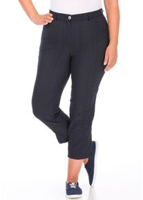 7/8-Hose KjBRAND "BEA 7/8", Damen, Gr. 54, N-Gr, blau (dunkelblau), Web, Obermaterial: 47% Baumwolle, 45% Polyester, 6% Viskose, 2% Elasthan, figurumspielend 7/8-L&auml;nge, Hosen 7/8-Hose, b&uuml;gelfrei