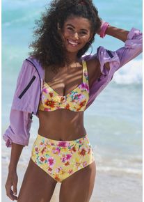 B&uuml;gel-Bikini-Top Sunseeker "Mila", Damen, Gr. 42, Cup C, gelb (gelb bedruckt), Microfaser, Microfaser, Polyamid, floral, Bikini-Oberteile B&uuml;gel-Bikini-Top, im floralen Design