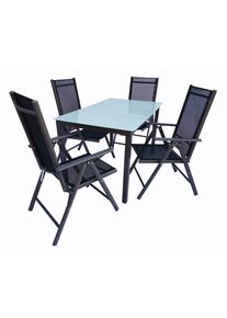 Vcm Garten-Essgruppe &raquo; 5 tlg. Gartenm&ouml;bel Set Sitzgruppe Essgruppe 1x Tisch, 4x St&uuml;hle Tisch Ma&szlig;e ca. H. 76 x B. 140 x T. 80 cm St&uuml;hle 140 MA&laquo; MA, 5 