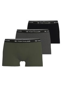 Boxershorts Tom Tailor "Buffer", Herren, Gr. XL, gr&uuml;n (gr&uuml;n, dunkel, meliert), Single Jersey, Obermaterial: 95% Baumwolle, 5% Elasthan, meliert, bequem, Unterhosen Boxershorts, weich, bequem, basic, eng, Logobund, Baumwollmix