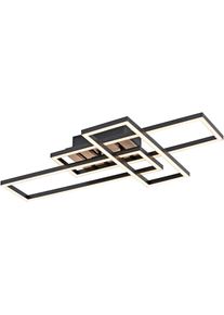 JUST LIGHT LED Deckenleuchte &raquo;AKUSTIKA&laquo; LED-Board 1 Stk. Warmwei&szlig; Eichenfurnier und schwarz, Rahmen drehbar