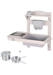 Roba Outdoor-Spielk&uuml;che &raquo;Matschk&uuml;che zum H&auml;ngen, grau lasiert, aus Holz&laquo; FSC - sch&uuml;tzt Wald