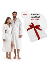 Unisex-Bademantel OTTO HOME "Fenya, 330 g/m&sup2;, Premium, Hotelbademantel, Morgenmantel, Sauna & Spa" Gr. XXXL, wei&szlig;, L:125cm, Veloursfrottier, Hausm&auml;ntel, Unisex-Bademantel, Rei&szlig;verschlusstaschen, weich mit GRATIS-Zugabe: 1x Duschtuch 70x140 cm