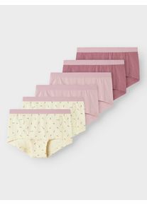 Hipster name it "NKFHIPSTER 6P BUTTERCREAM FLORAL NOOS", M&auml;dchen, Gr. 158 (164), 6 Stk., beige (buttercream), Jersey, Obermaterial: 95% Baumwolle, 5% Elasthan, bedruckt, unifarben, eng, Unterhosen Hipster