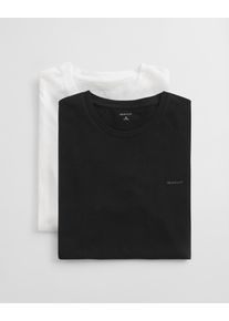 Kurzarmshirt Gant "C-NECK T-SHIRT 2-PACK", Herren, Gr. XL, schwarz-wei&szlig; (schwarz, wei&szlig;), Web, Obermaterial: 100% Baumwolle, unifarben, regular fit normal, Rundhals, eingesetzt abgesteppte Kante, Shirts Kurzarmshirt, Mit Rundhalsausschnitt