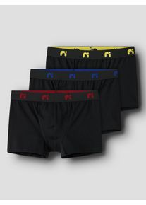 Trunk name it "NKMBOXER 3P", M&auml;dchen, Gr. 134/140, 3 Stk., gelb (schwarz detail:amparo blau, tango rot, empire gelb icon), Jersey, Obermaterial: 95% Baumwolle, 5% Elasthan, unifarben, eng, Unterhosen Trunk, eng, Jersey, Logoschriftzug, angesetztes B&uuml;ndchen