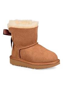 UGG Australia Winterboots UGG "T MINI BAILEY BOW II", M&auml;dchen, Gr. 10 (27,5), braun (chestnut), Lammfell, Veloursleder, Schuhe Winterboots, mit Warmfutter