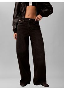 Weite Jeans Calvin Klein Jeans, Damen, Gr. 33, L&auml;nge 30, evening schwarz, Denim/Jeans, Obermaterial: 100% Baumwolle, relaxed fit normal, Jeans Weite Jeans, Wide-leg-Passform