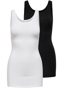 Tanktop Only "ONLLIVE &ndash; Slim-Fit Tanktops mit Stretch f&uuml;r optimalen Sitz", Damen, Gr. M, schwarz-wei&szlig; (schwarz pack:schwarz and wei&szlig;), Jersey, Obermaterial: 95% Baumwolle, 5% Elasthan, unifarben, slim fit Po-bedeckend, Rundhals, Tops Tanktop, slim fit, casual, Jersey, Baumwollmischung, Rundhals, Topseller