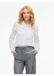 Langarmbluse Vila "VIDARMA L/S REGULAR SHIRT - NOOS", Damen, Gr. 42, hellwei&szlig;, Web, Obermaterial: 55% Polyester, 45% Baumwolle, unifarben, regular fit normal, 1-Knopf-Manschette, Blusen Langarmbluse
