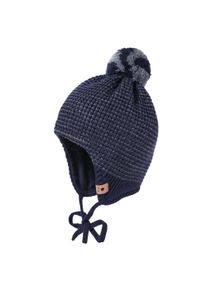Strickm&uuml;tze MaxiMo, Jungen, Gr. 45, blau (marine, dunkelgraumeliert), Strick, Materialmix, mehrfarbig, M&uuml;tzen Strickm&uuml;tze, Wollanteil, gef&uuml;ttert, zum Binden, mit Bommel