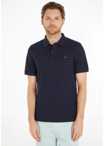 Poloshirt Calvin Klein, Herren, Gr. L, blau (marine), Web, Obermaterial: 96% Baumwolle, 4% Elasthan, bedruckt, unifarben, klassisch h&uuml;ftlang, Rundhals, eingesetzt abgesteppt, Shirts Poloshirt, mit Calvin Klein Logo auf der Brust