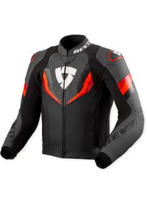 Revit Quantum 3, leather jacket , color: Black/Neon-Red , size: 52