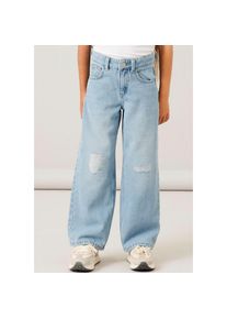 name it 5-Pocket-Jeans &raquo;NKFROSE f&uuml;r M&auml;dchen mit Destroyed-Effekt und hohem Bund&laquo; normal, Denim, Abriebeffekte, Rei&szlig;verschluss blau, Gr&ouml;&szlig;e 134