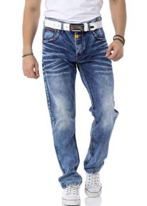Cipo & Baxx Regular-fit-Jeans CIPO & BAXX, Herren, Gr. 36, L&auml;nge 34, blau (mid blau used), Denim/Jeans, Obermaterial: 100% Baumwolle, Abriebeffekte, Jeans Regular-fit-Jeans