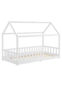 Juskys Gyerek&aacute;gy h&aacute;zik&oacute; alak&uacute; 90x200 cm t&aacute;lal&oacute;szekr&eacute;nnyel &eacute;s &aacute;gyr&aacute;c