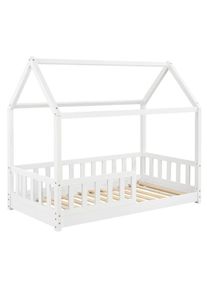 Juskys Gyermek&aacute;gy h&aacute;zik&oacute; 80&times;160 cm &aacute;gyr&aacute;cs &eacute;s korl&aacute;t