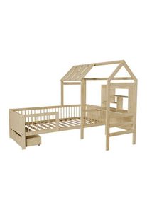 Juskys Gyerek&aacute;gy-h&aacute;z term&eacute;szetse fa t&aacute;rol&oacute;hellyel &eacute;s asztallal