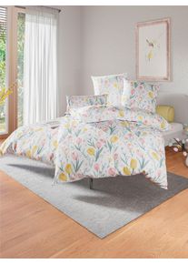 w&auml;schepur unisex Bedtextiel in wit/roze geprint ,maat 40x80/135x200 cm, Witt, 100% Katoen
