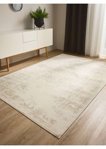 benuta Basic Tapis Vintage Suki Cr&egrave;me/Beige 60x120 cm - Tapis poil ras / effet us&eacute;