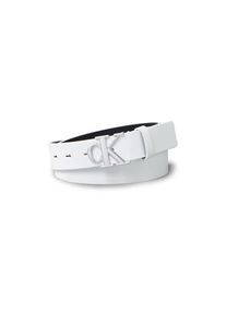 Calvin Klein Jeans, Damen, Lederg&uuml;rtel &raquo;Monogram Plaque Buckle 30MM&laquo; mit Logoschnalle, Lily White, Lily White, Lederg&uuml;rtel von Calvin Klein