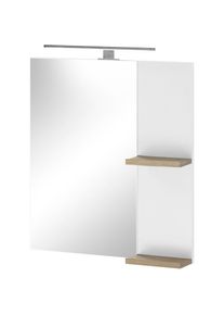 Home Affaire, Badspiegel &raquo;SOLiD, Spiegel im modernen Design, Wandspiegel&laquo; in zwei Farben verf&uuml;gbar, zwei Ablageb&ouml;den, Aufbauleuchte, wei&szlig; Hochglanz, 