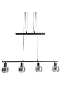 N&auml;ve n&auml;ve, Pendelleuchte &raquo;Fumoso&laquo; E14 1 Stk. 4er Pendelbalkenleuchte, excl.4x E14 max. 40 W, Glas: dunkel get&ouml;nt, schwarz/natur, 4, schwarz/natur