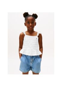 Tommy Hilfiger, Damen, Tr&auml;gertop &raquo;TEXTURED COTTON TOP SLVLS&laquo; mit Stickerei, mit R&uuml;schen, White, 6 (116), Tr&auml;gertop von Tommy Hilfiger
