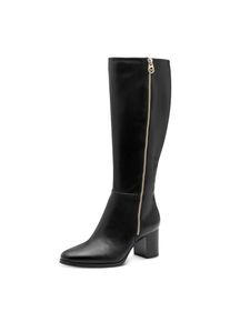 MARCO TOZZI by GMK, Damen, Stiefel , Blockabsatz, Langschaftstiefel, Zierrei&szlig;verschluss an der Au&szlig;enseite, schwarz, 40, Schicker Langschaftstiefel mit