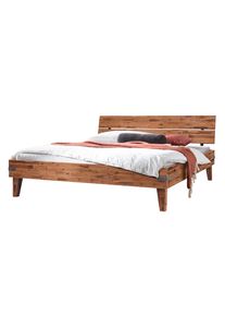 Bettgestell Hasena "Aloa", braun (braun, braun), B:96cm H:82cm L:216cm, Betten, Bettgestell, Akazie massiv, mit Massivholzkopfteil, zwei verschiedene Liegeh&ouml;hen