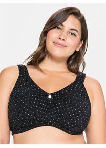 Entlastungs-BH sheego, Damen, Gr. 85, Cup C, schwarz (schwarz, schwarz, bedruckt), 95% Baumwolle, 5% Elasthan, BHs Entlastungs-BH