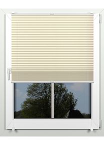 Plissee INDEKO "simple", beige (sand, wei&szlig;, wei&szlig;), B:43cm H:130cm, Obermaterial: 94% Polyester, 6% sonstige Fasern, Plissees, Plissee, mit Klemmtr&auml;gern, nach Ma&szlig;