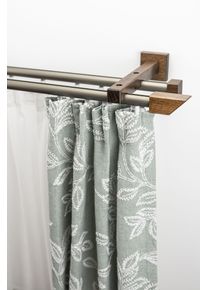 Gardinenschiene Garesa "Cubus, Quadros Innenlauf", braun (chromfarben, nussbaum), L:230cm, Gardinenstangen, Gardinenschiene, Innenlauf-Vorhanggarnitur, verl&auml;ngerbar, Holz-Aluminium