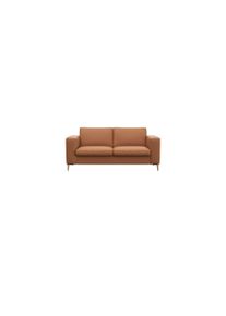 2-Sitzer FLEXLUX "Fiore Designsofa, bequem und komfortabel durch hochwertigen Sitzaufbau", braun (modern cogna), B:164cm H:85cm T:92cm, 100% Echteder, Sofas, 2-Sitzer, breite Armlehnen, Kaltschaum, F&uuml;&szlig;e Alu+ Eiche