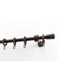 Gardinenstange Garesa "Sandri Vollrund, Endknopf Verus", braun (nussbaum), L:160cm, Holzwerkstoff, Gardinenstangen, Gardinenstange, Vorhanggarnitur aus Holz, verl&auml;ngerbar, mit Ringe