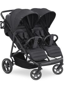 Geschwisterwagen hauck "Uptown Duo, black", Baby, schwarz, Aluminium, Polyester, Kinderwagen Geschwisterwagen, mit schwenk- und feststellbaren Vorderr&auml;dern